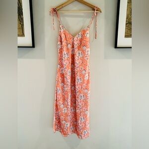 Floral Orange Spaghetti Strap Dress